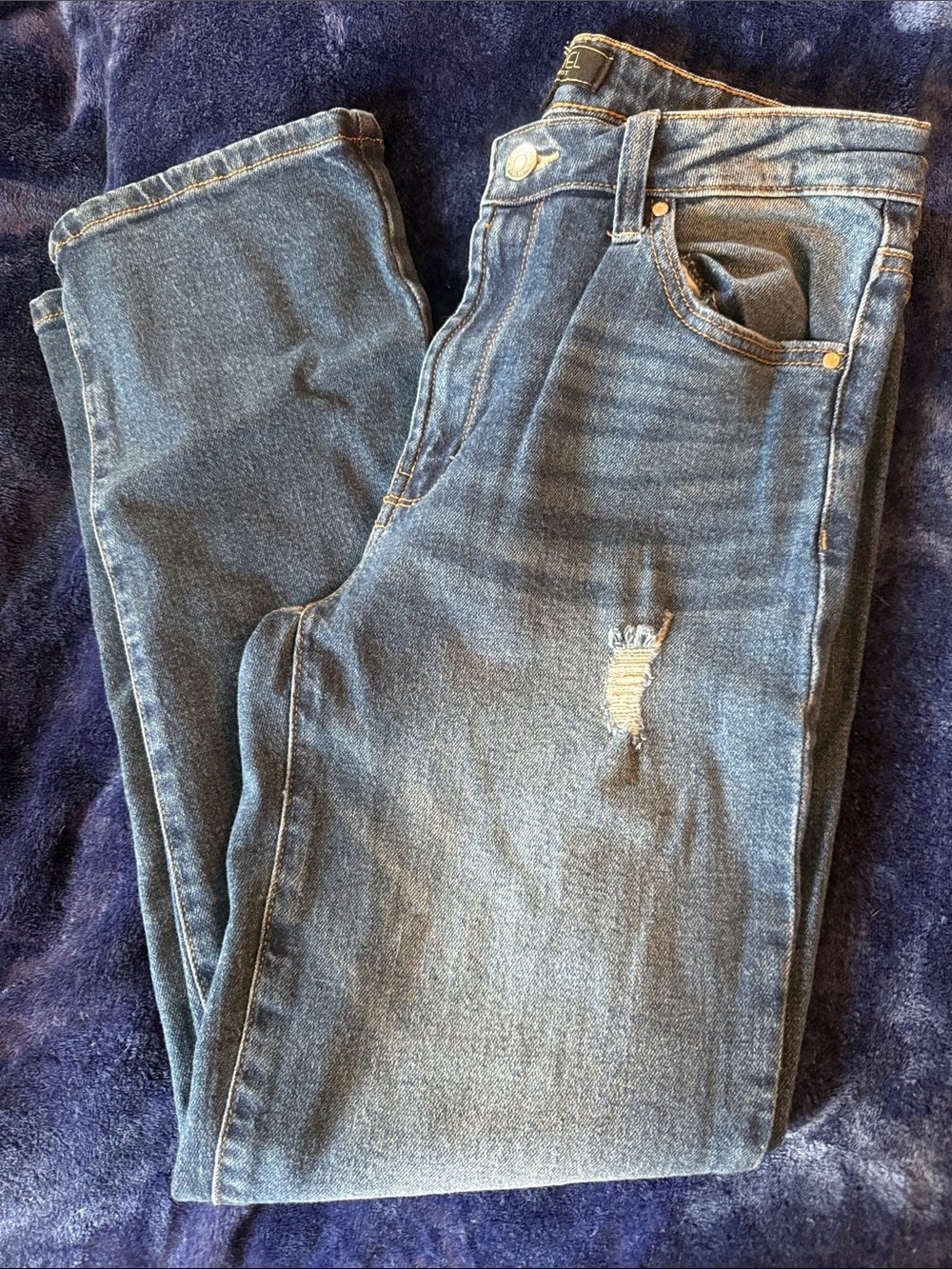 RACHEL Rachel Roy Dark Blue Skinny Jeans with Light Distressing